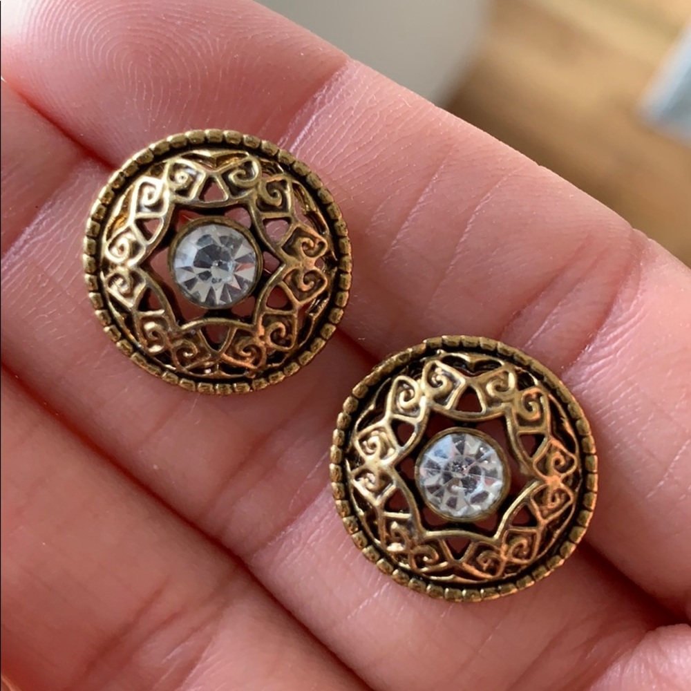 Vintage gold rhinestone earrings
